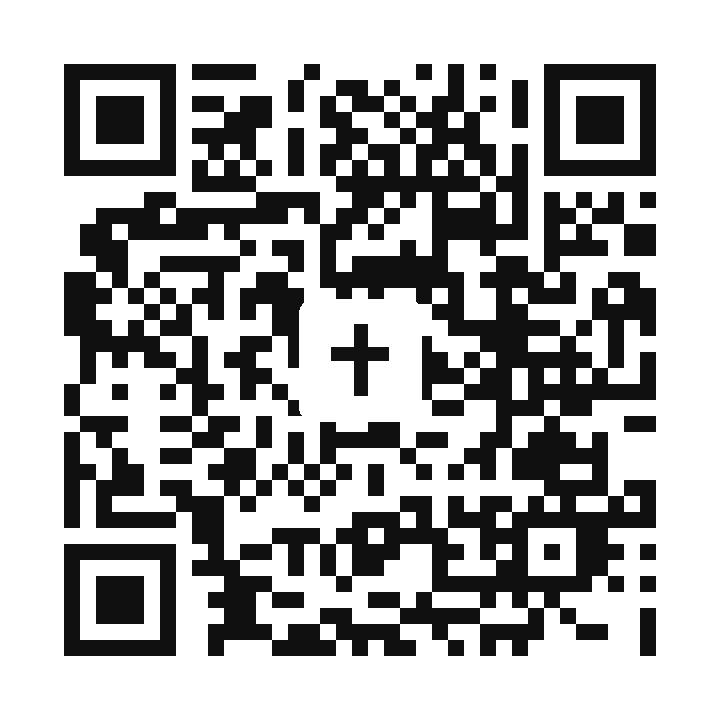 Scannable QR code with a cross in the center linking to prayitforwardministries.net